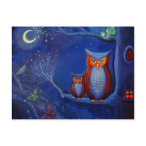 Owl Art Postcard - "The Forest At Night"
