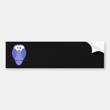 Owl at Night. Blue, Black. Bumper Sticker