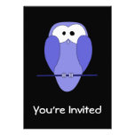 Owl at Night. Blue, black. Custom Invitations