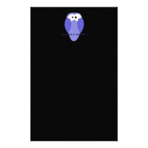 Owl at Night. Blue, Black. Customized Stationery