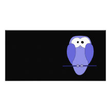 Owl at Night. Blue, Black. Photo Card