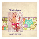 Owl Baby Green Birth Announcements