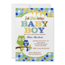 Owl Baby Shower Invitations for Baby Boy