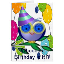 Owl birthday greetings card