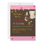 Owl, birthday party invitations