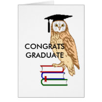 owl book, CONGRATS GRADUATE greeting card cards