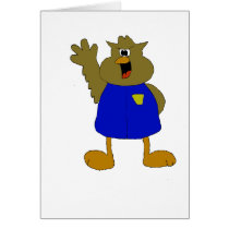 Owl Cartoon Cop Shouting cards