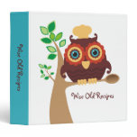 Owl chef wooden spoon cooking baking recipe binder binders