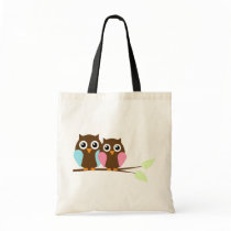 Owl couple on a branch bags
