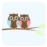 Owl couple on a branch stickers