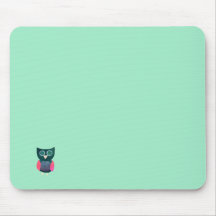 Owl- Cute, Abstract- in Mint Green Mousepads