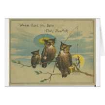 owl family and fishing fox cards