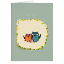 owl family greeting cards