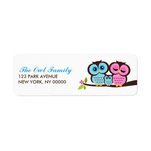 Owl Family Return Address Labels