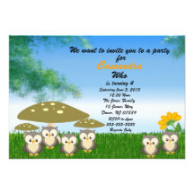 Owl Gathering Birthday Party Invitation