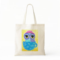 Owl In A Teacup Canvas Bags