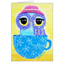 Owl In A Teacup Greeting Card