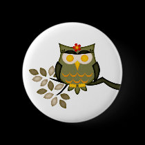 Owl in a tree Button buttons