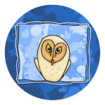 owl in blue round stickers