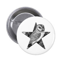 Owl in Pentagram Pentacle Wicca Pagan Button