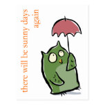 owl in the rain - write your own text post cards