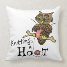Owl Knitting Pillow