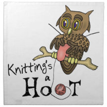 Owl Knitting Printed Napkin