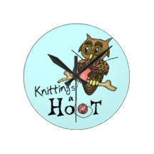 Owl Knitting Round Clocks