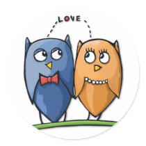 Owl Love Round Sticker