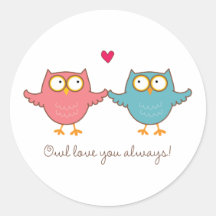 owl love you round stickers