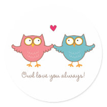 owl love you round stickers