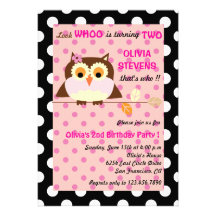 Owl on a branch - Birthday invitations 2