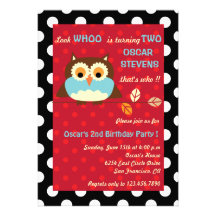 Owl on a branch - Birthday invitations 5
