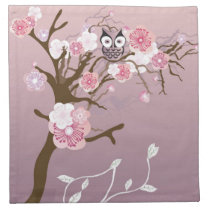 Owl on a cherry blossom tree American MoJo Napkin napkins