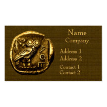 Owl on ancient greek coin business card