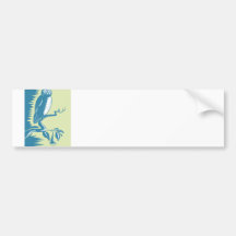 Owl on Branch Retro Bumper Sticker