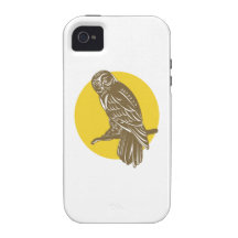 Owl on Branch Retro Vibe iPhone 4 Covers