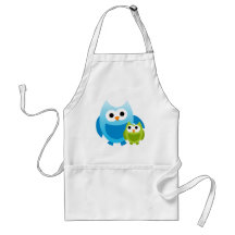 Owl Owls Birds Mom Baby Love Happy Cute Cartoon Aprons