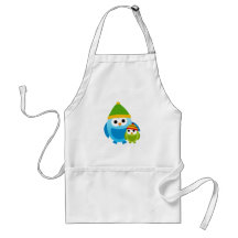 Owl Owls Birds Mom Baby Snow Winter Cute Cartoon Apron
