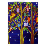 Owl Party Whimsical Folk Art Cards
