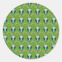 Owl Pattern Round Sticker