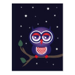 Owl perched on a branch postcards