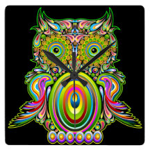 Owl Psychedelic Popart Wall Clock