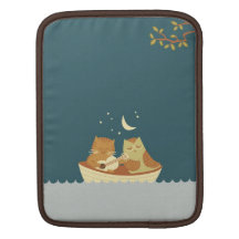 Owl & Pussycat (Sea Blue) Personalized iPad Sleeve