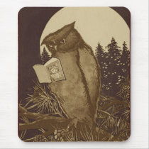 Owl  Reading by Moonlight Mouse Pads