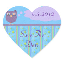 Owl Star Birthday Celebration Heart Sticker