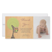 Owl Thank You New Baby Girl Arrival Gift Photocard
