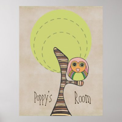 Baby Wall Posters on Owl Tree Baby Nursery Kids Room Wall Poster By Pip Gerard