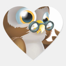 Owl with degree or qualification heart sticker