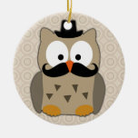 Owl with Moustache and Hat ornaments